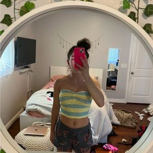 Blue and yellow summer crop top